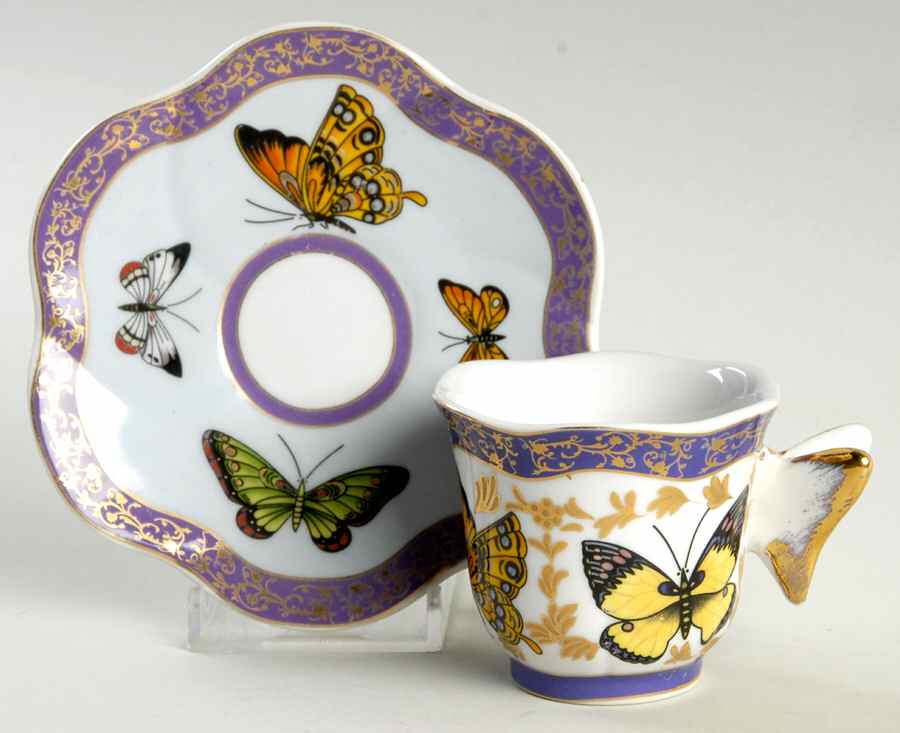 Butterfly Collection Footed Demitasse Cup & Saucer Set by Baum Brothers-1