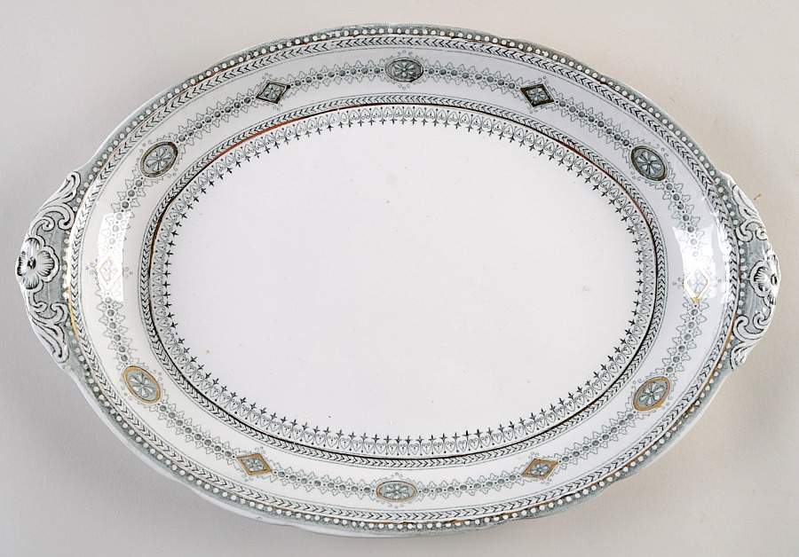 Dalmeny Green 16" Oval Serving Platter by Burgess & Leigh-1