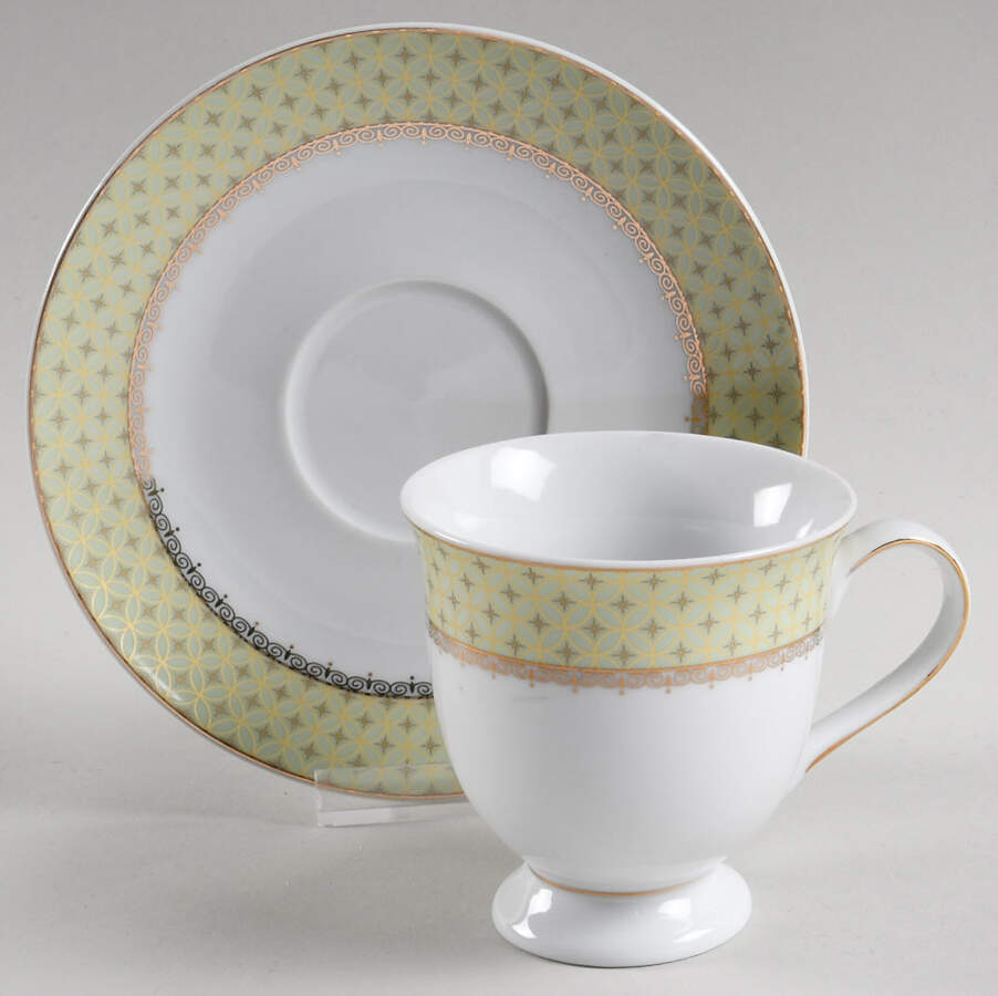 B1L2 Green Footed Cup & Saucer Set by Bella Lux-1