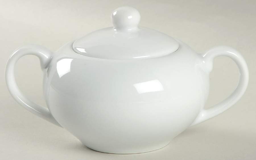 Everyday White (Porcelian) Sugar Bowl & Lid by Fitz & Floyd-1
