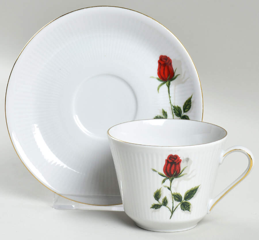 Rote Rose Flat Cup & Saucer Set by Bavaria-1