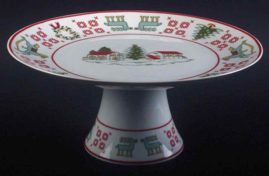 Christmas Sampler 10" Diameter Pedestal Cake Stand by Georges Briard-1