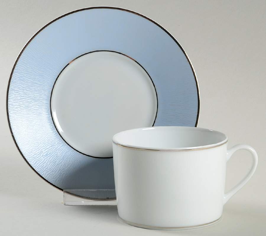 Dune Blue Flat Cup & Saucer Set by Bernardaud-1