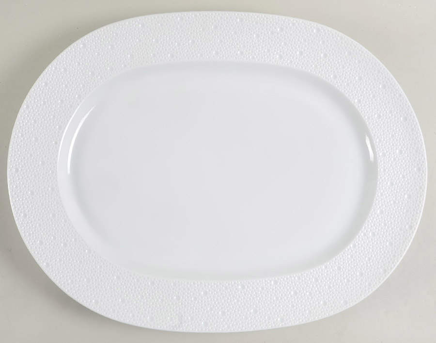 Ecume White 17" Oval Serving Platter by Bernardaud-1