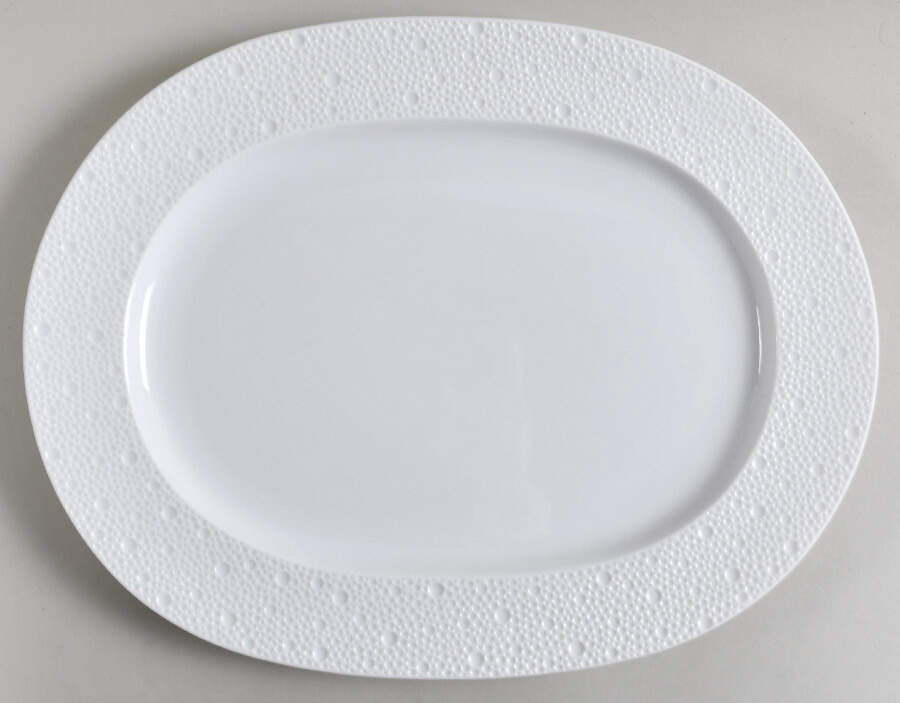 Ecume White 13" Oval Serving Platter by Bernardaud-1