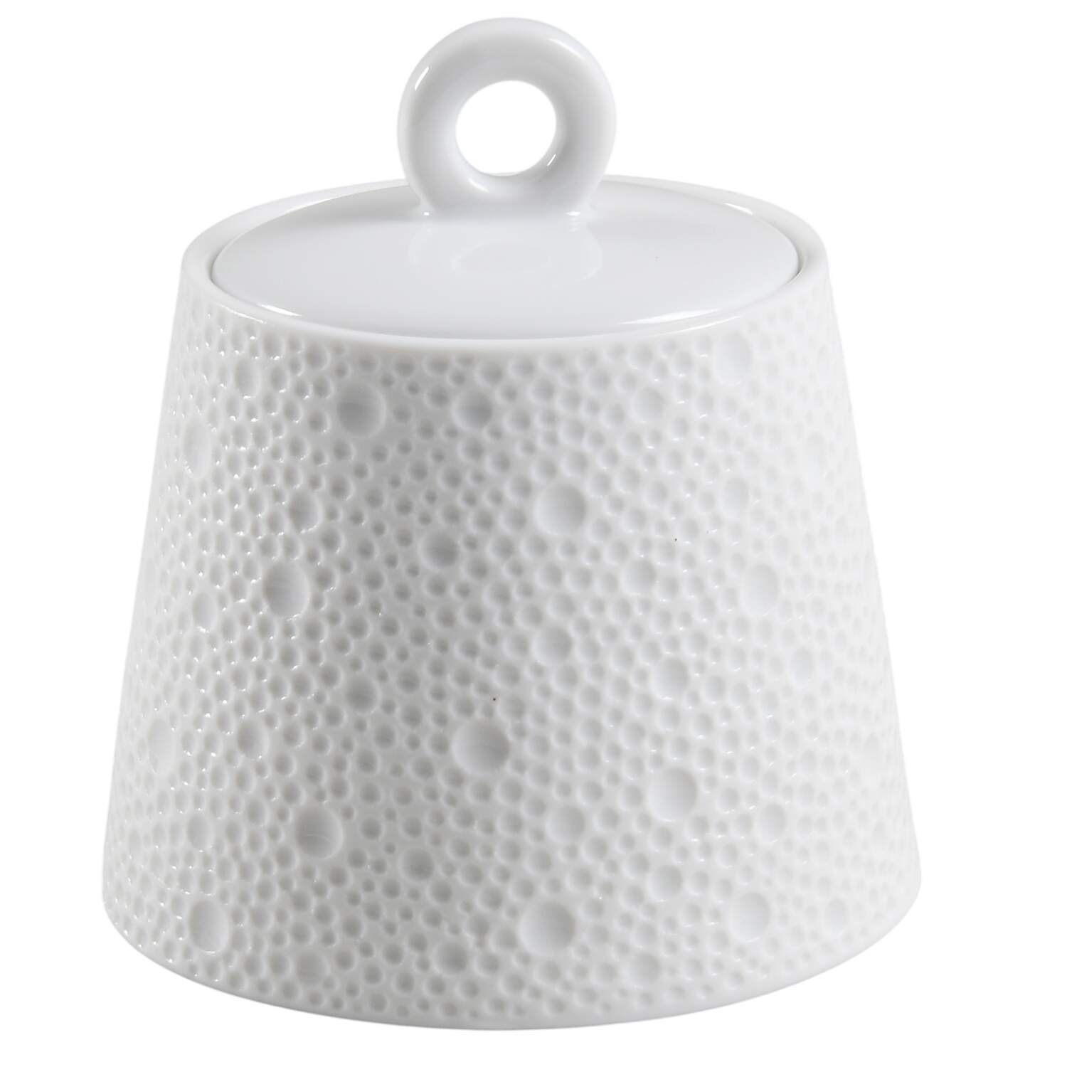 Ecume White Sugar Bowl & Lid by Bernardaud-1