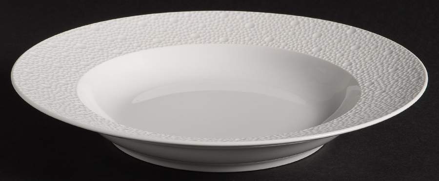 Ecume White Large Rim Soup Bowl by Bernardaud-1