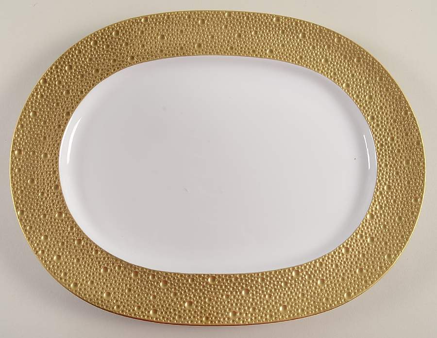 Ecume Gold 13" Oval Serving Platter by Bernardaud-1