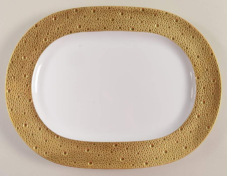 Ecume Gold 12" Oval Serving Platter by Bernardaud-1