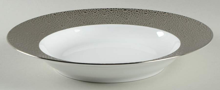 Ecume Silver Large Rim Soup Bowl by Bernardaud-1