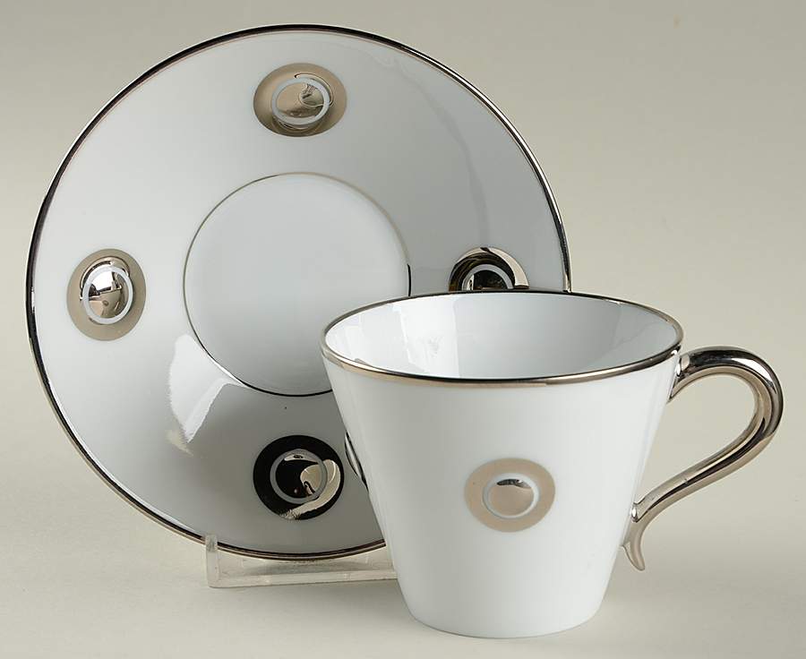 Ithaque Platinum Flat Cup & Saucer Set by Bernardaud-1