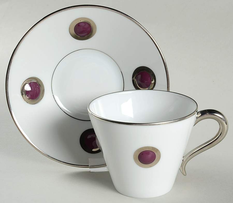 Ithaque Platinum Flat Cup & Saucer Set by Bernardaud-1