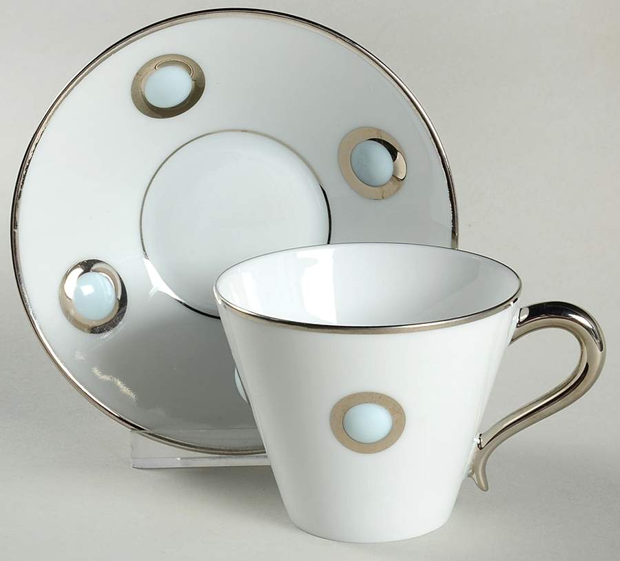 Ithaque Platinum Flat Cup & Saucer Set by Bernardaud-1