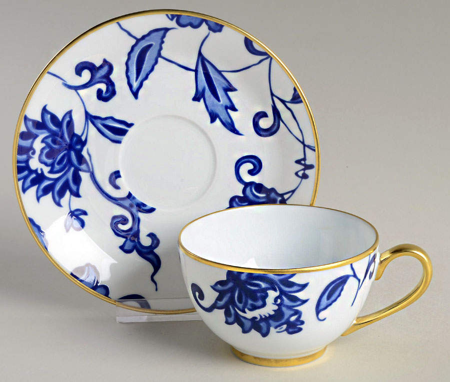 Prince Bleu Footed Cup & Saucer Set by Bernardaud-1