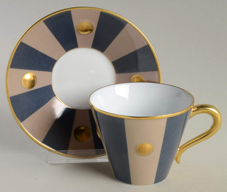 Lipari Linen Grey Flat Cup & Saucer Set by Bernardaud-1