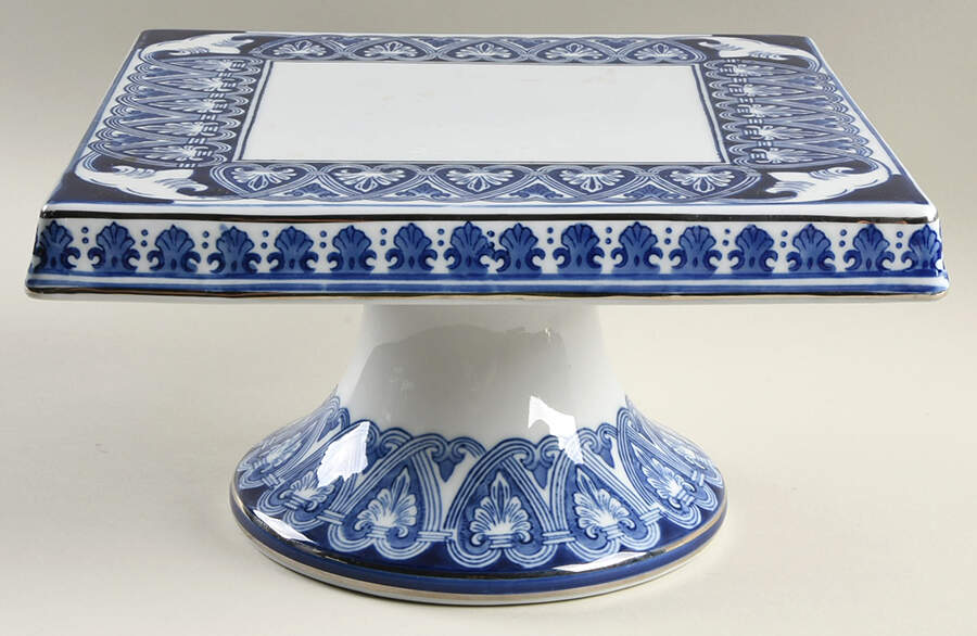 Tile 9" Diameter Square Pedestal Cake Stand by Bombay-1