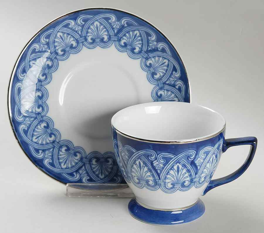 Tile Footed Cup & Saucer Set by Bombay-1