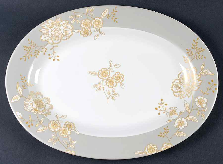 Grace 14" Oval Serving Platter by Bella Lux-1
