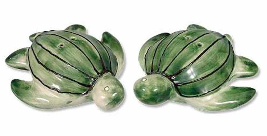 Leather Back Figural Salt & Pepper Set by Blue Sky-1