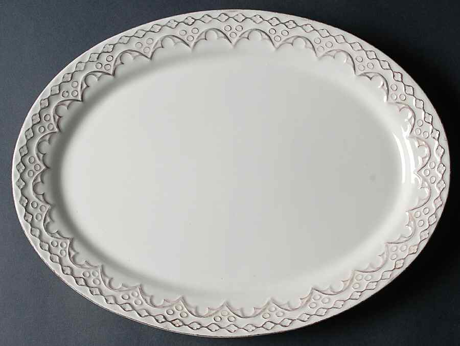 Lisbon White 15" Oval Serving Platter by Bombay-1