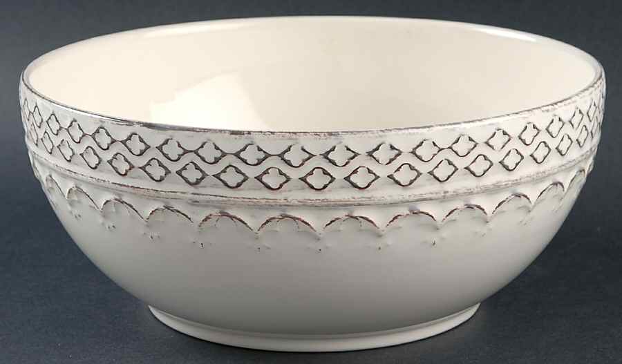 Lisbon White 9" Round Vegetable Bowl by Bombay-1