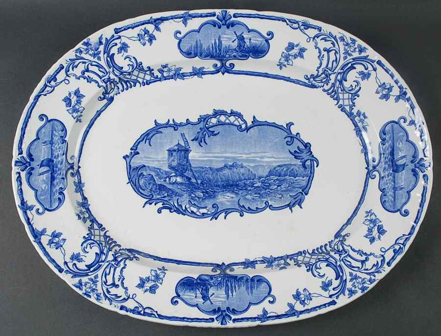 Delftland 16" Oval Serving Platter by Brown, Westhead & Moore-1