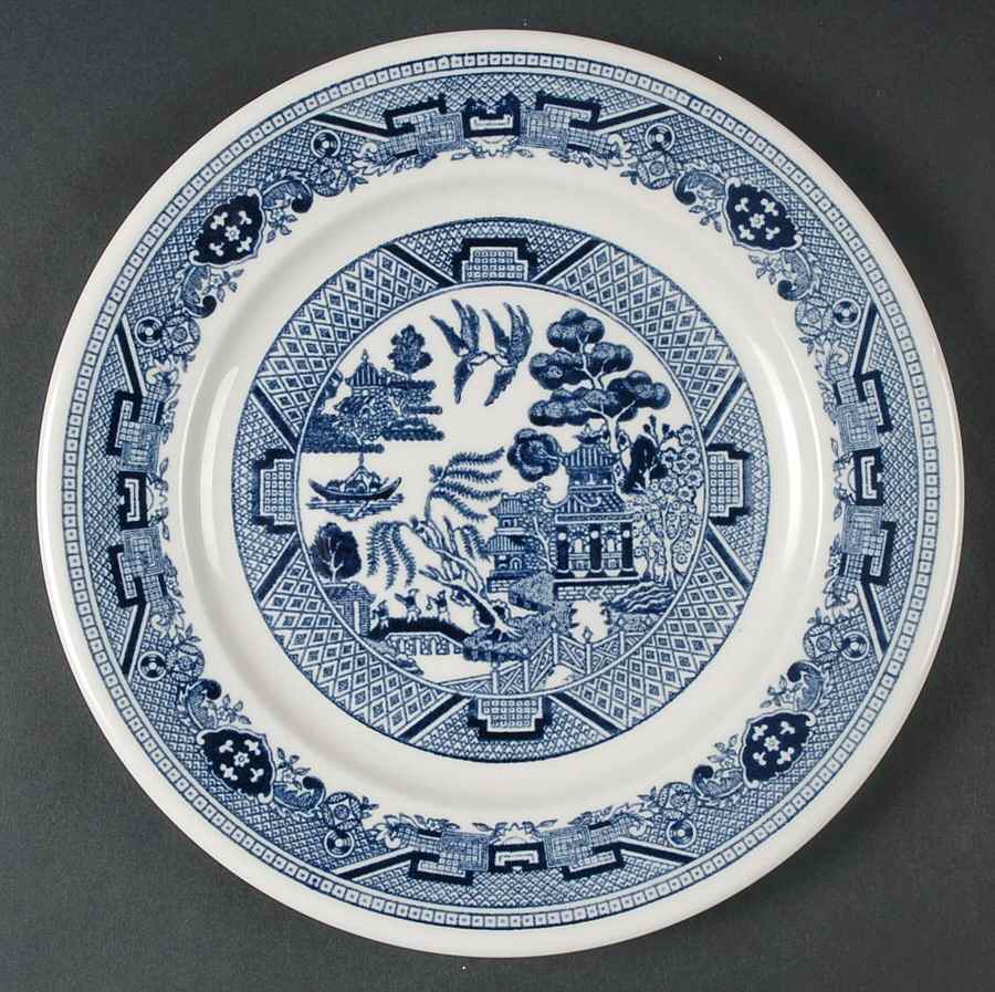 Blue Willow (Restaurant, Navy Blue) Luncheon Plate by Buffalo Pottery-1