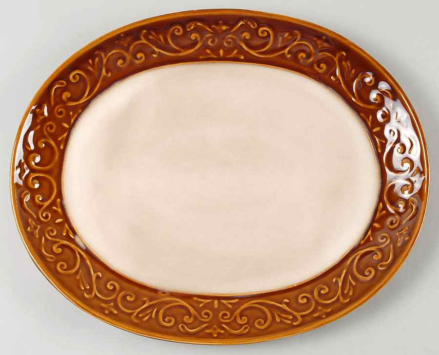 Embossed Scroll 15" Oval Serving Platter by Better Homes and Gardens-1