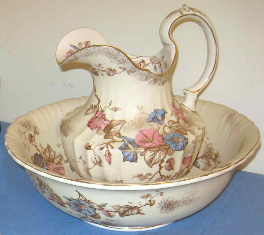 Morning Glory Large Pitcher & Bowl Set by Brown, Westhead & Moore-1