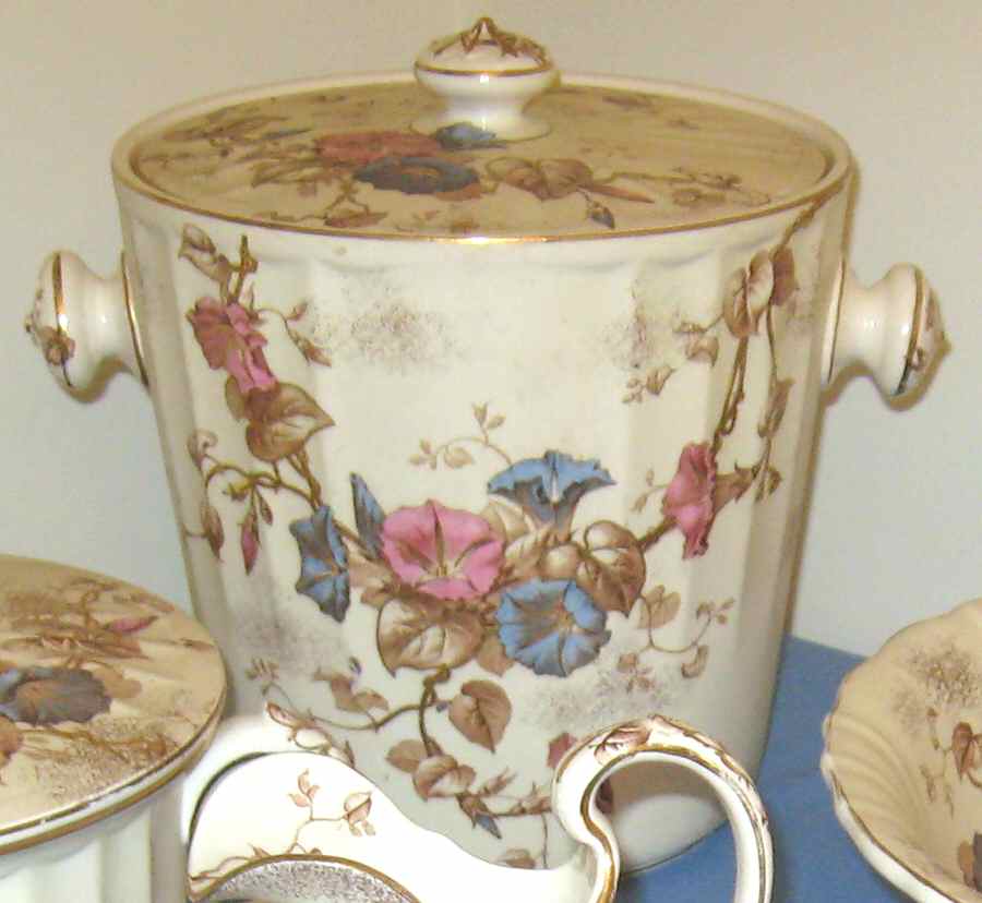 Morning Glory Slop Jar & Lid by Brown, Westhead & Moore-1