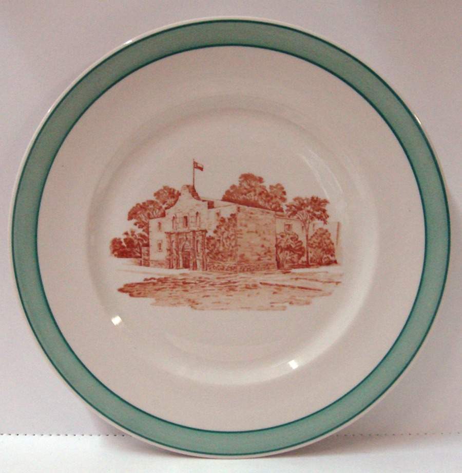 Alamo Green (Missouri, Kansas and Texas) Dinner Plate by Buffalo Pottery-1