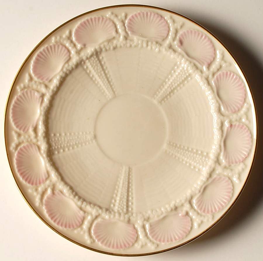 New Shell Pink (Gold Trim) Salad Plate by Belleek Pottery (Ireland)-1