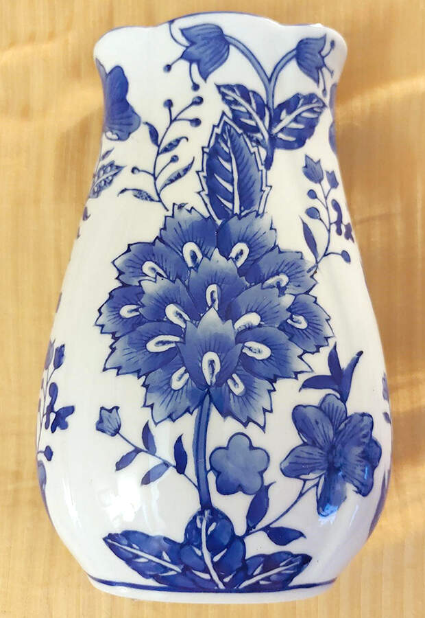 Blue Peony 8" Vase by Baum Brothers-1