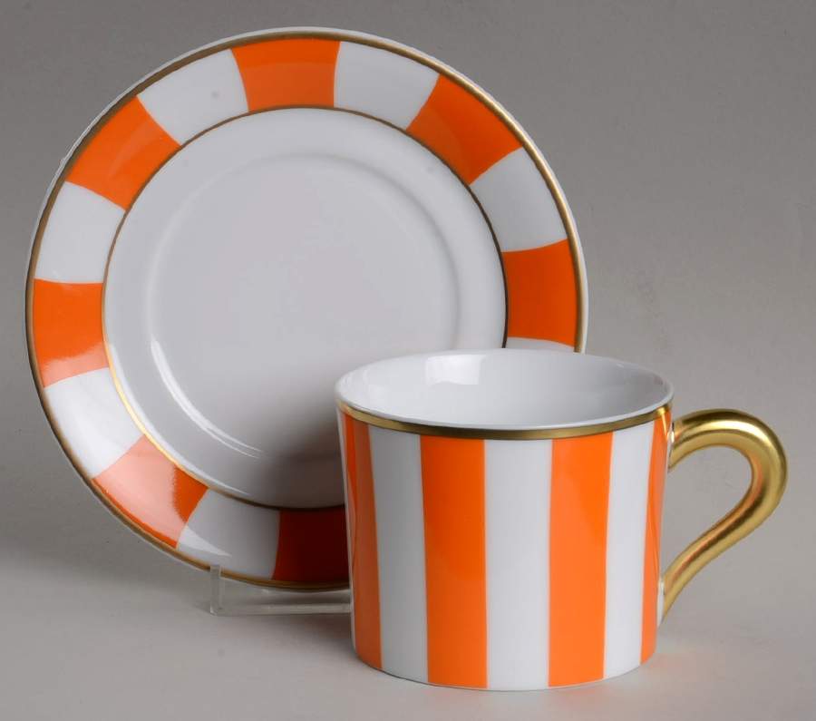 Galerie Royal Orange Flat Cup & Saucer Set by Bernardaud-1