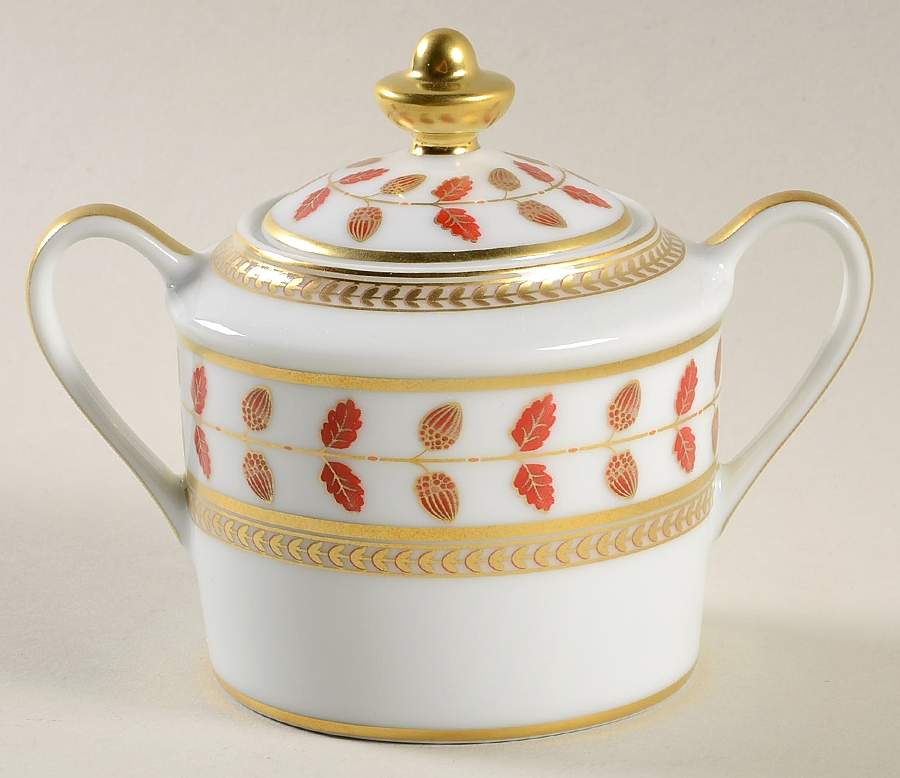 Constance Red Sugar Bowl & Lid by Bernardaud-1
