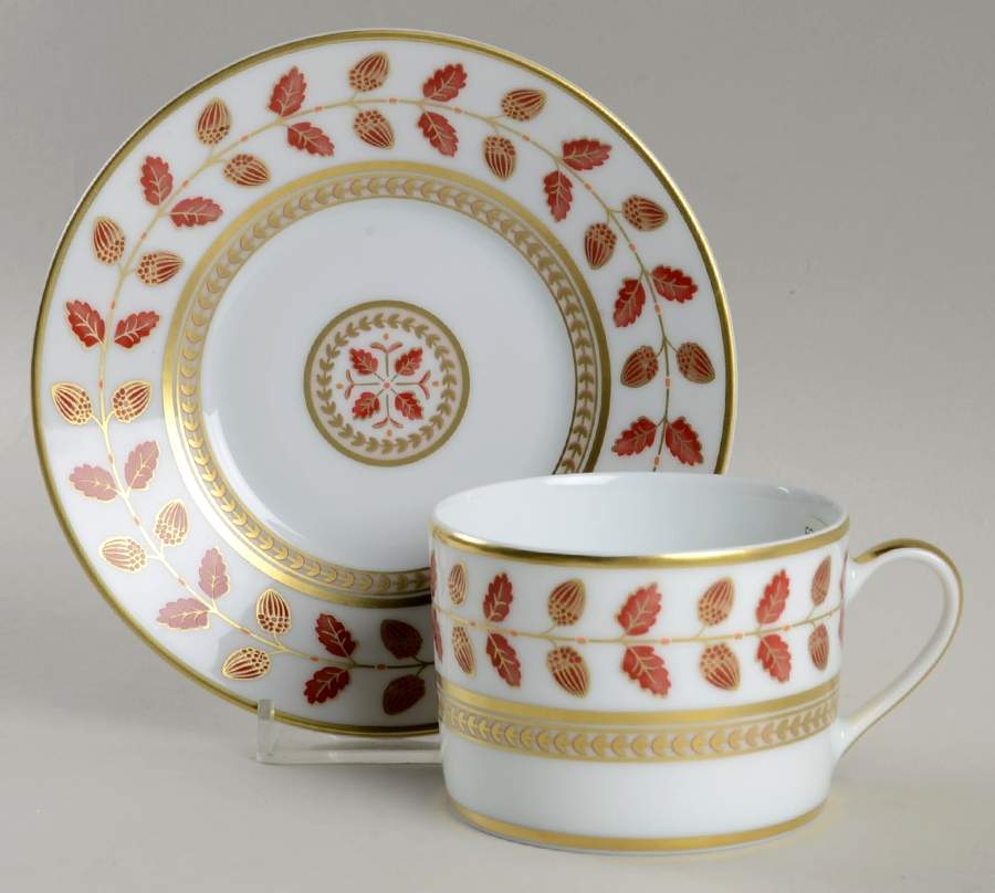 Constance Red Flat Cup & Saucer Set by Bernardaud-1