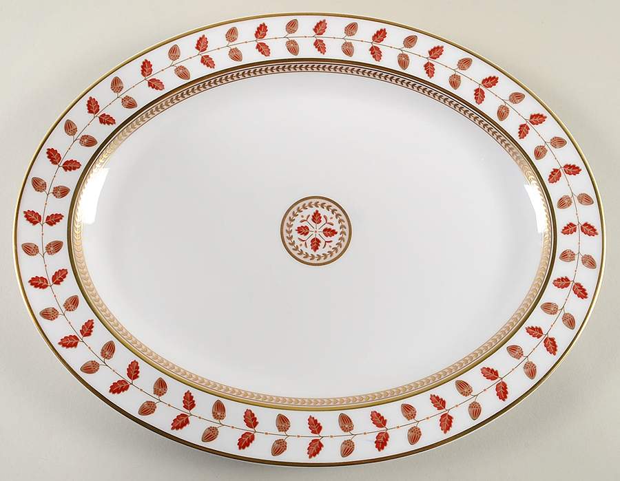 Constance Red 15" Oval Serving Platter by Bernardaud-1
