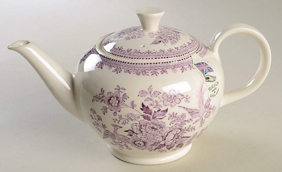 Asiatic Pheasant Plum Teapot & Lid by Burgess & Leigh-1