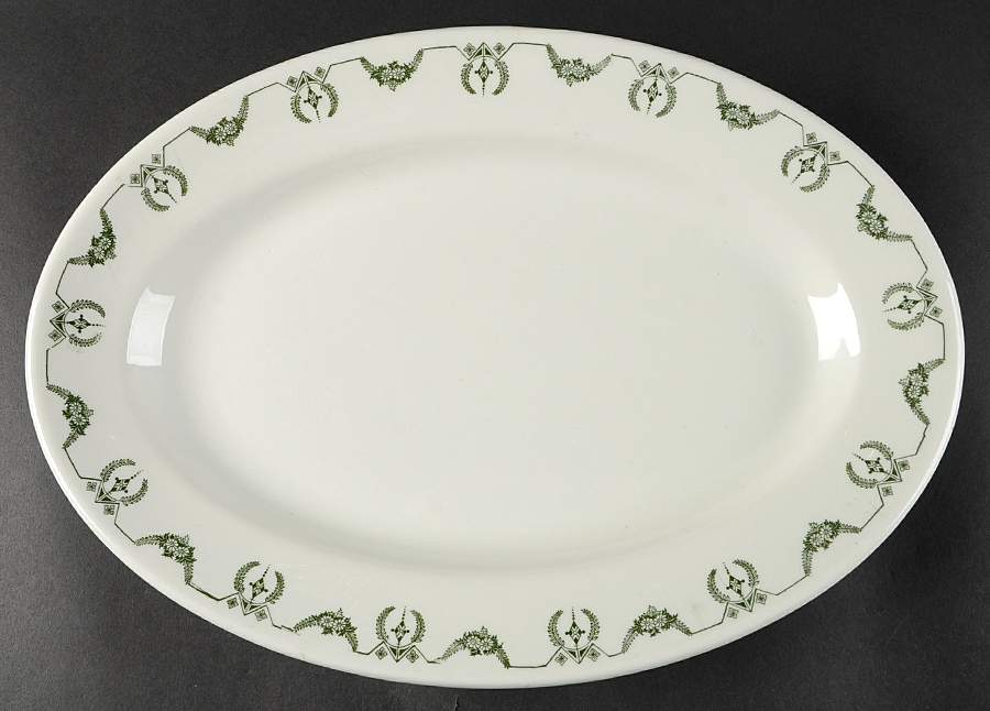 Adam Green 14" Oval Serving Platter by Buffalo Pottery-1