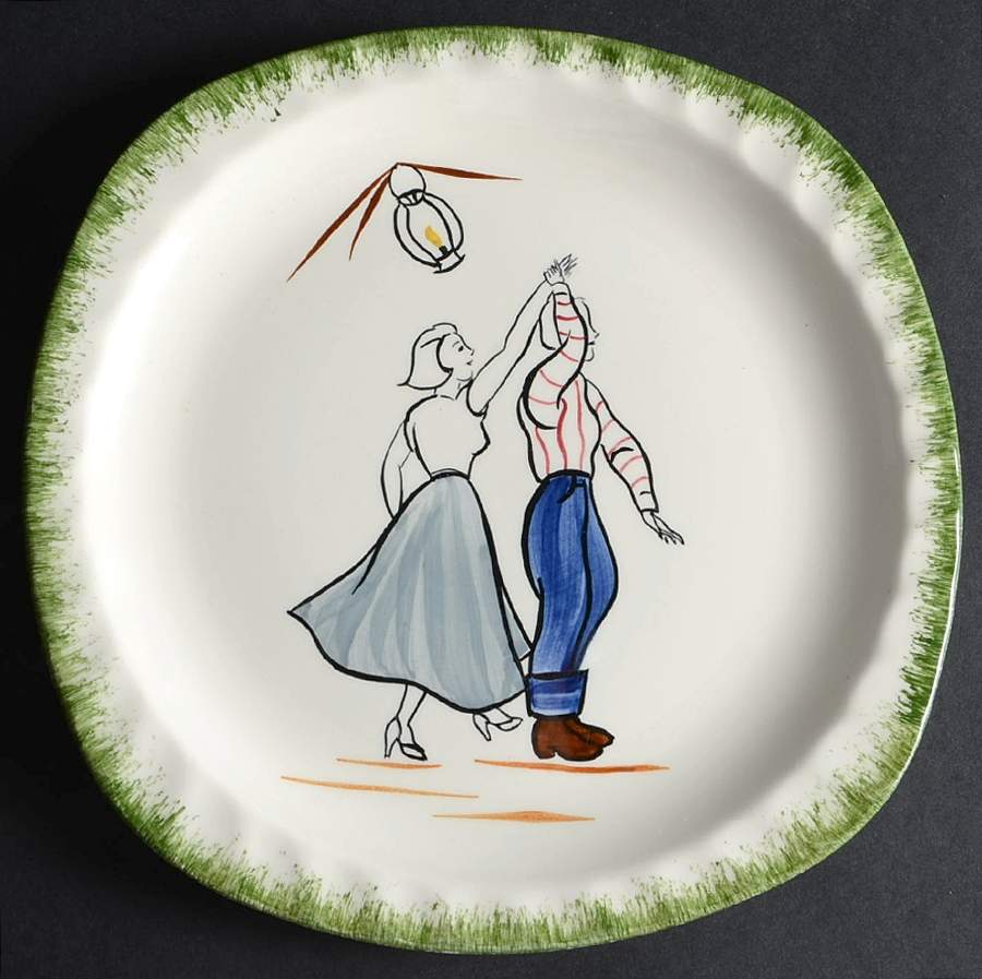 Square Dance Square Salad Plate by Blue Ridge Southern Pottery-1