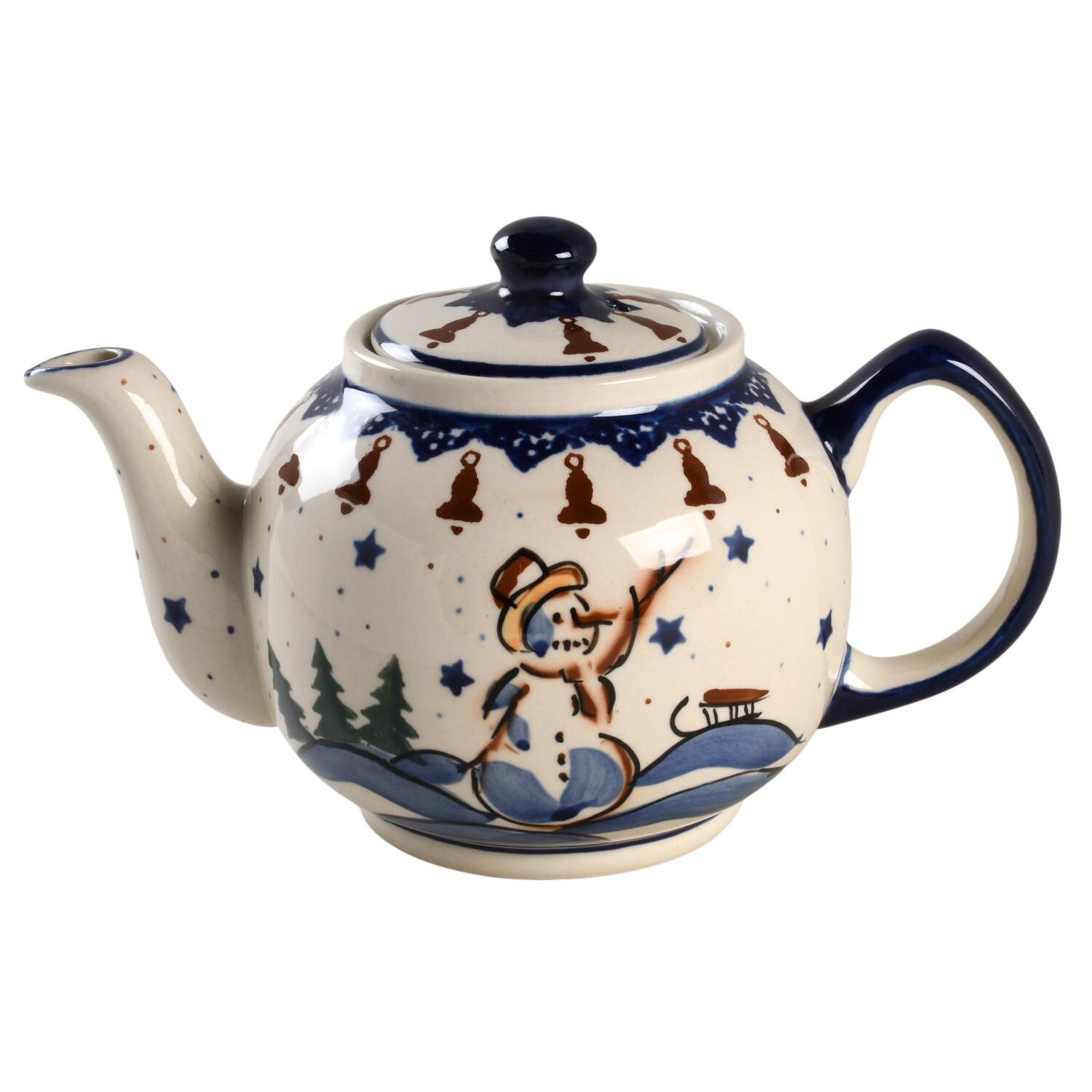Snowman (Bell Border) Teapot & Lid by BOLESLAWIEC-1