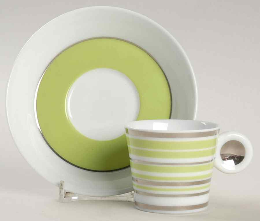 Irazu Green (Vert) Espresso Cup and Saucer Set by Bernardaud-1
