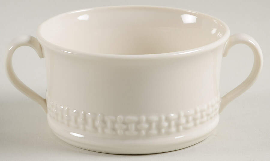 Galway Weave Individual Handled Soup Bowl by Belleek Pottery (Ireland)-1