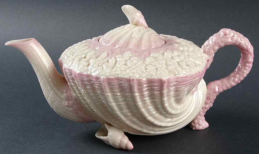 Neptune Pink (No Trim) Teapot & Lid by Belleek Pottery (Ireland)-1