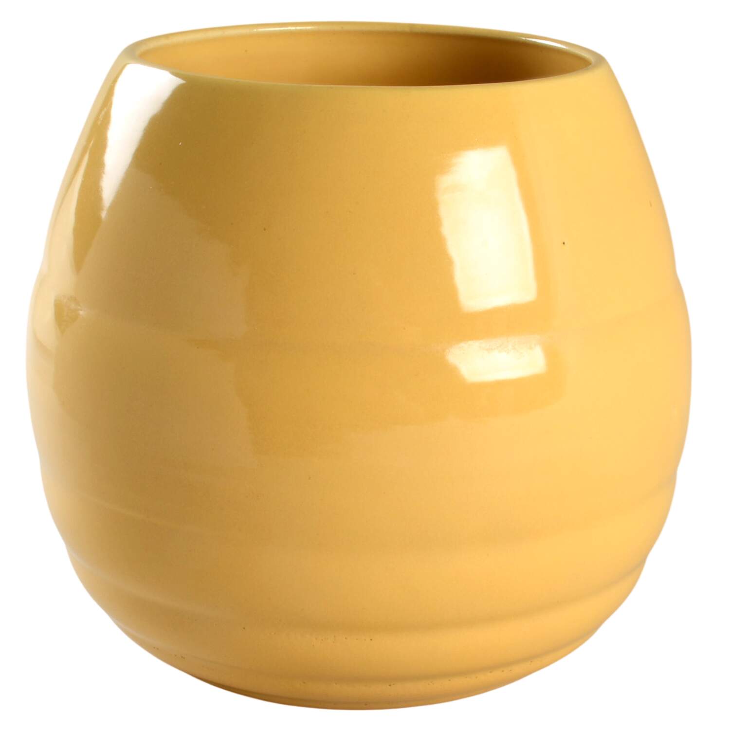 Gloss Pastel Kitchenware Yellow Cookie Jar No Lid by Bauer-1