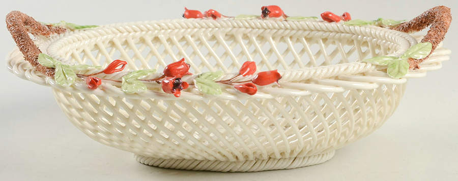 Basketware 8" Oval Basket by Belleek Pottery (Ireland)-1