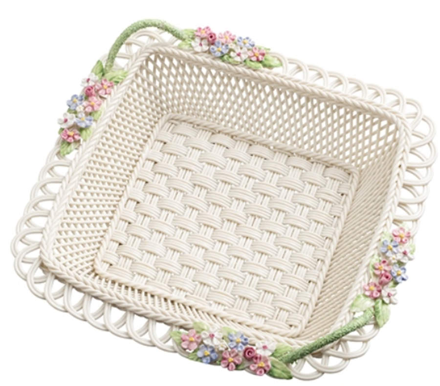 Basketware Square Periwinkle Basket by Belleek Pottery (Ireland)-1