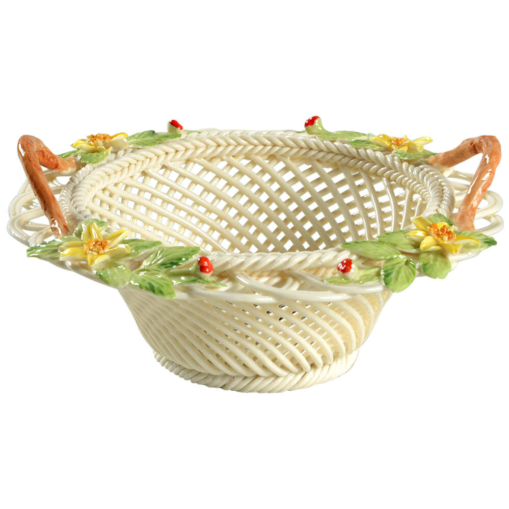 Basketware Flowers of Christmas Basket by Belleek Pottery (Ireland)-1