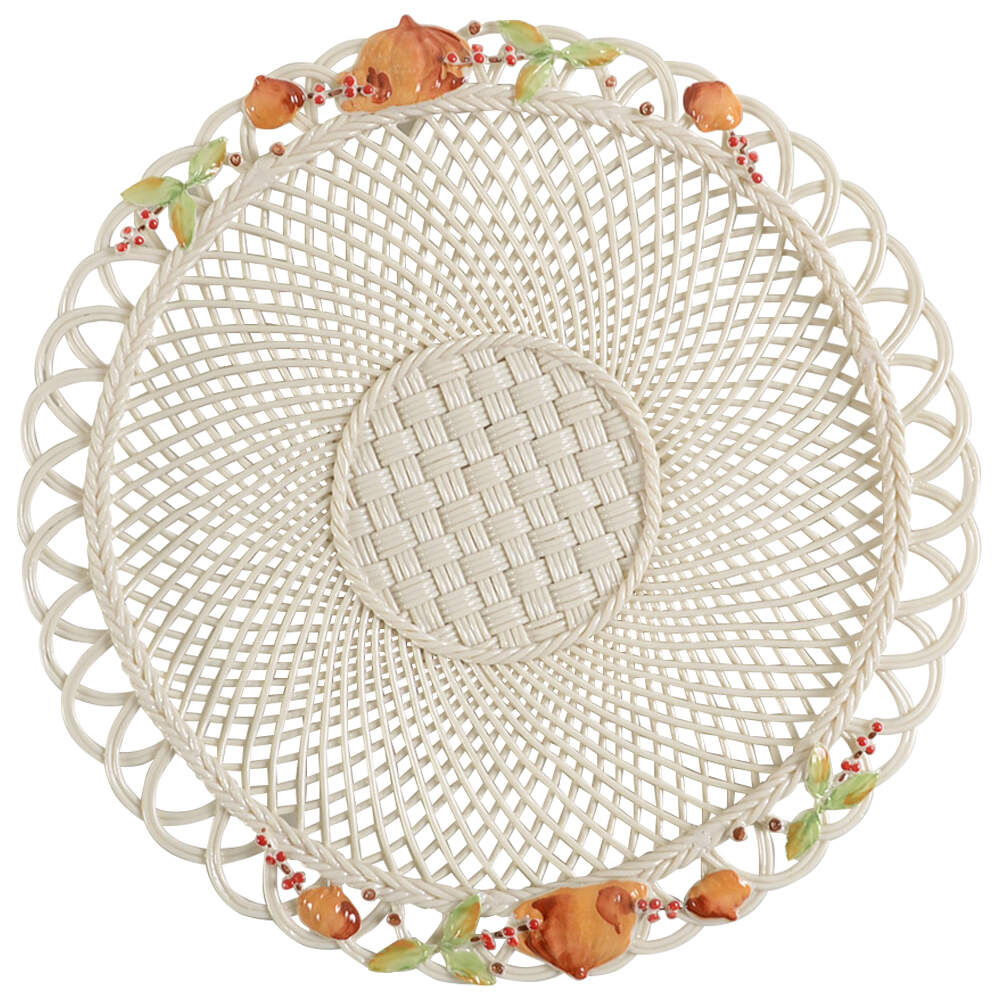 Basketware Thanksgiving Basket Plate by Belleek Pottery (Ireland)-1