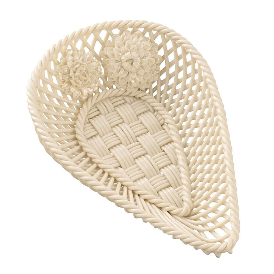 Basketware Chrysanthemum Teardrop Basket by Belleek Pottery (Ireland)-1